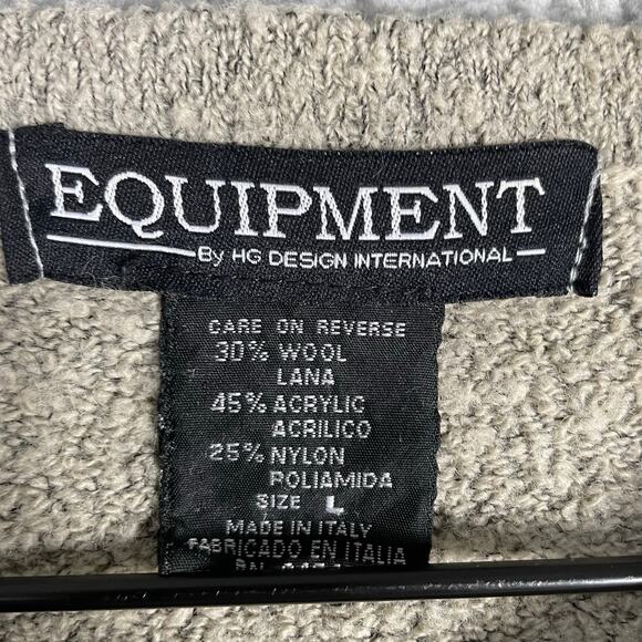 Vintage Equipment Wool Blend Sweater Gray Italy V Neck Pullover Men’s L - Picture 2 of 6